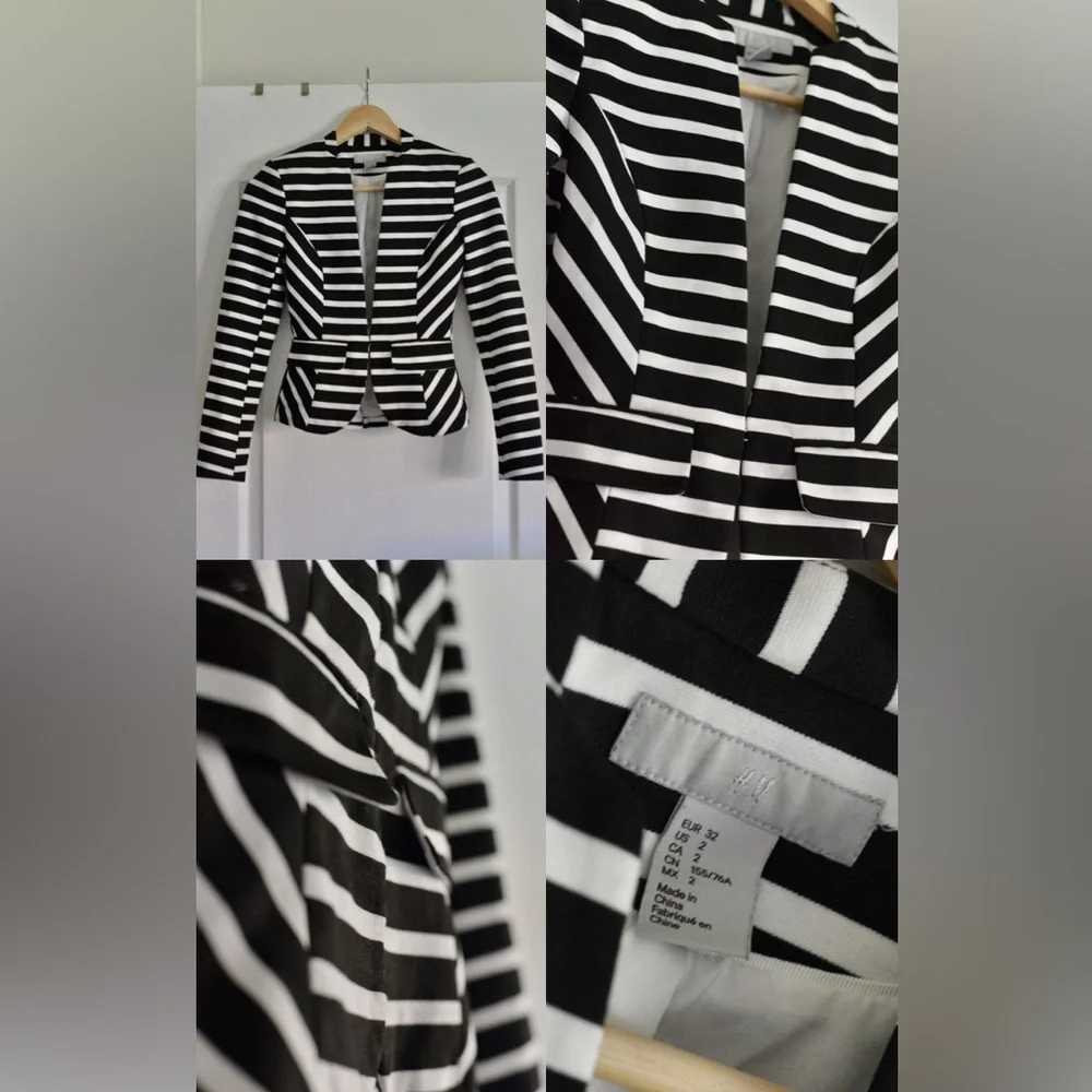 Black & White Striped Blazer - Picture 5 of 5